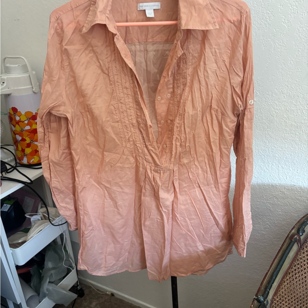 New York & Company Light Brown Blouse